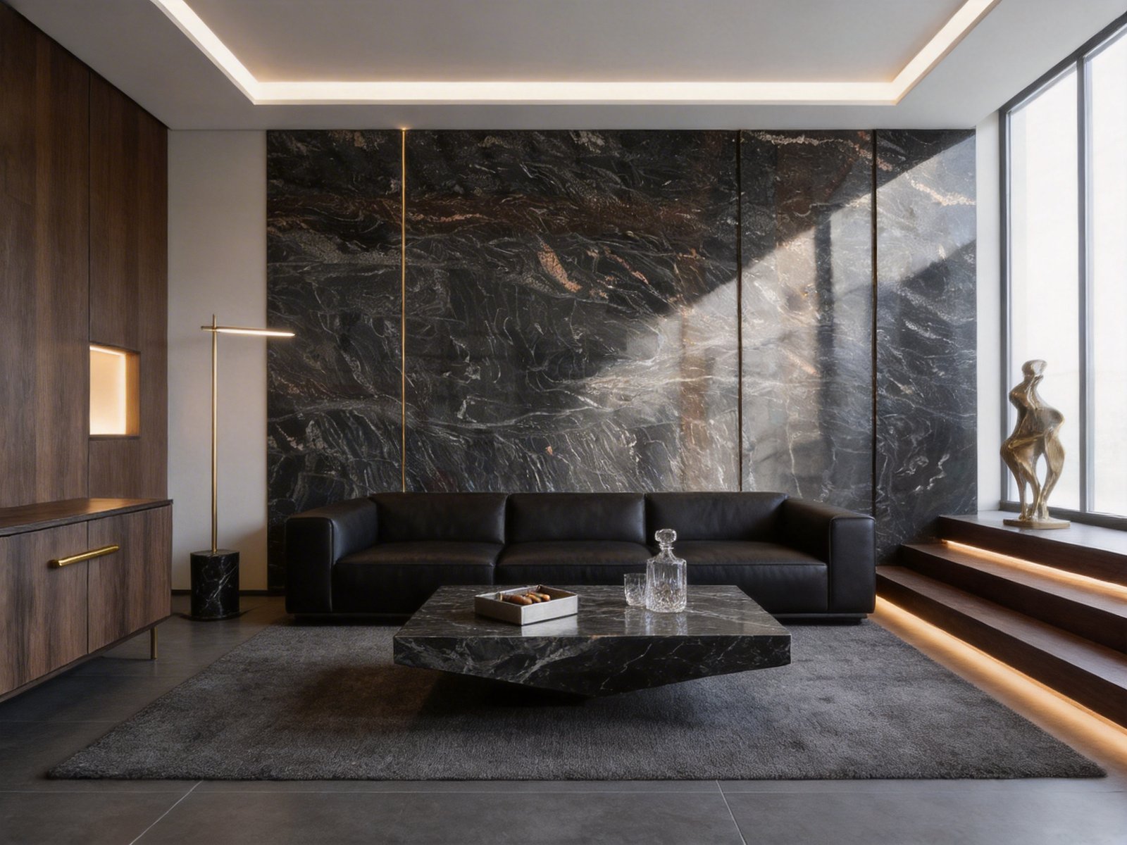 VENASO dark marble feature wall